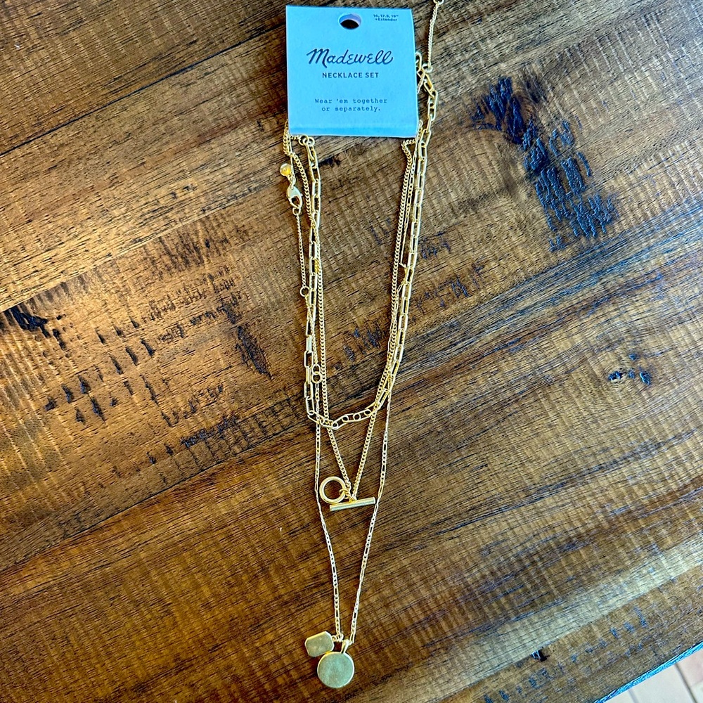 Madewell Toggle Chain Necklace Set Vintage Gold